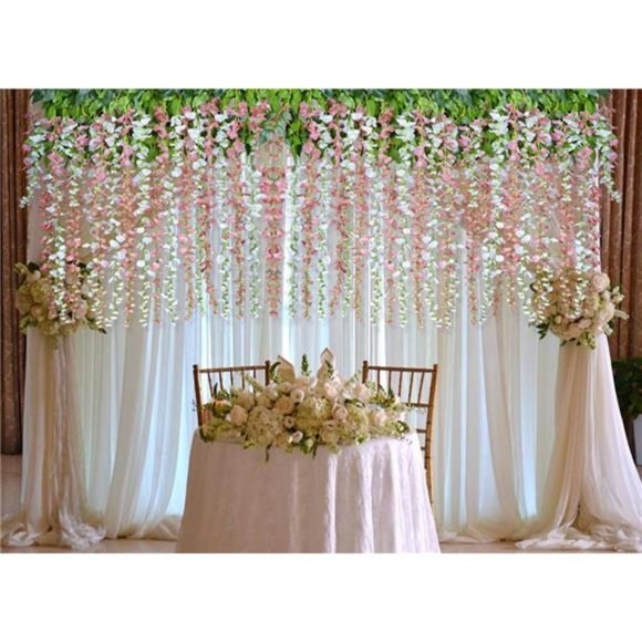 12Pack 1 Piece 3.6 Feet Artificial Fake Wisteria Vine Ratta Hanging Garland Silk - Picture 2 of 7